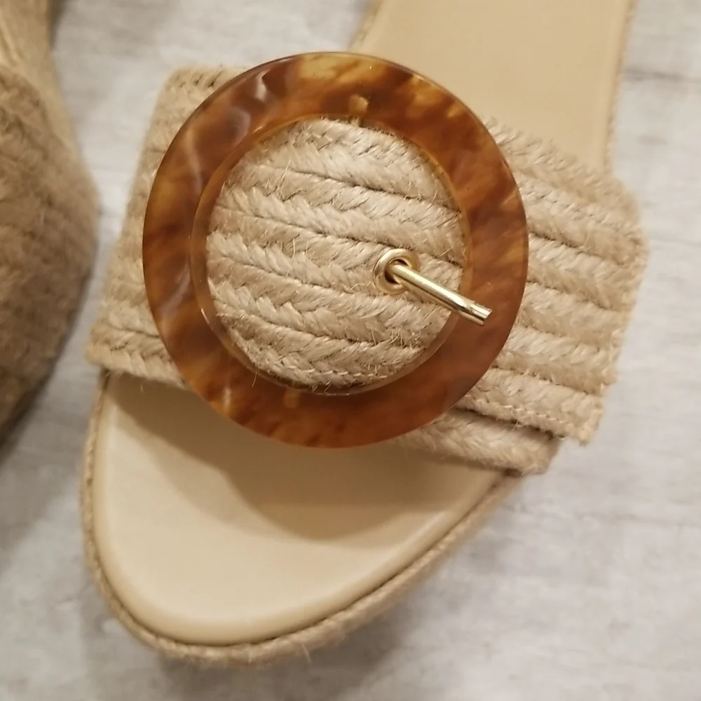 💕CULT GAIA💕 Cleia Jute Platform Sandals ~ Natural EU 41 Braided Raffia NWT